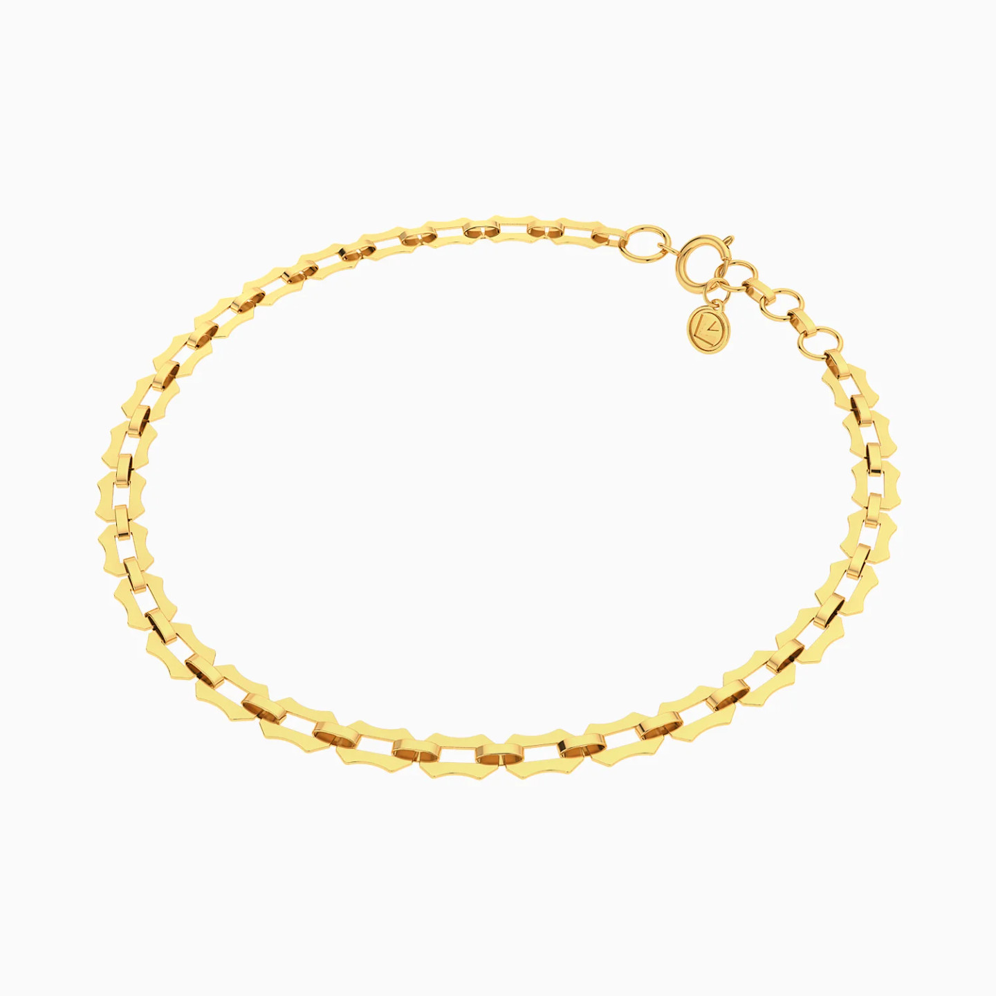 Faceted Links Chain Bracelet in 18K Gold - 3 Faceted Links Chain Bracelet in 18K Gold - 3