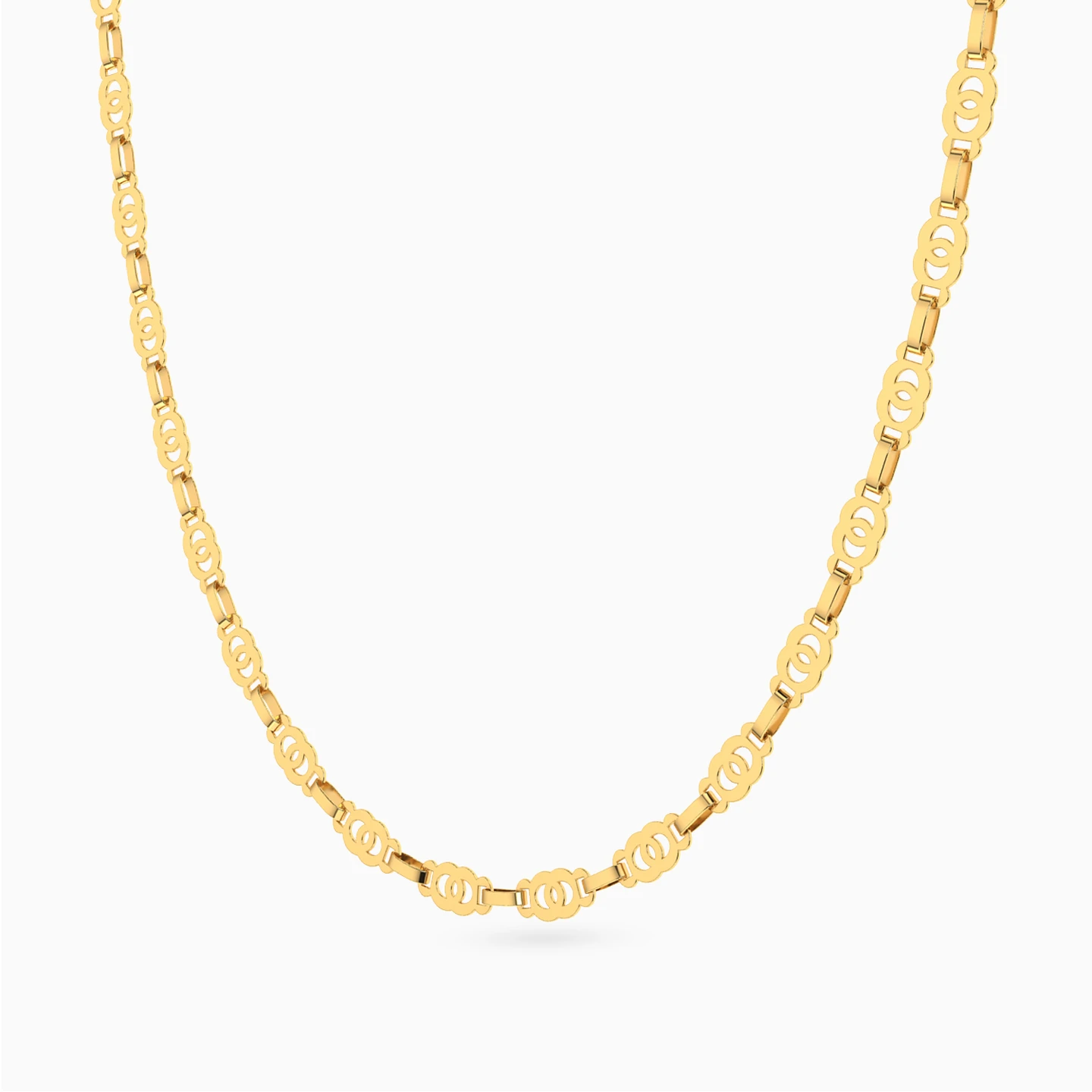 Oval & Circular Links Chain Necklace in 18K Gold - 2 Oval & Circular Links Chain Necklace in 18K Gold - 2
