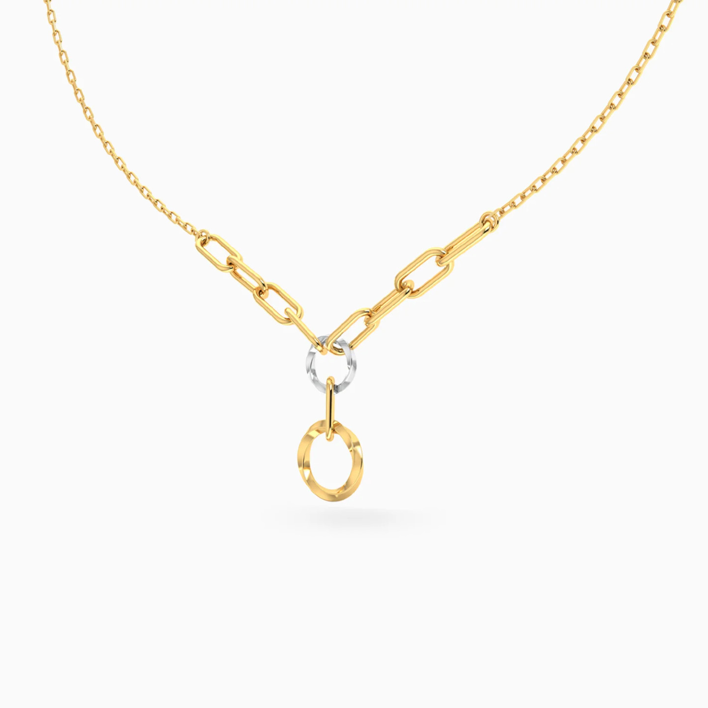 Paperclip & Circular Links Necklace in 18K Gold - 2 Paperclip & Circular Links Necklace in 18K Gold - 2