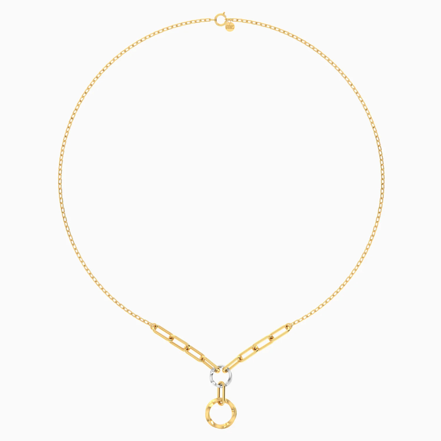 Paperclip & Circular Links Necklace in 18K Gold - 3 Paperclip & Circular Links Necklace in 18K Gold - 3