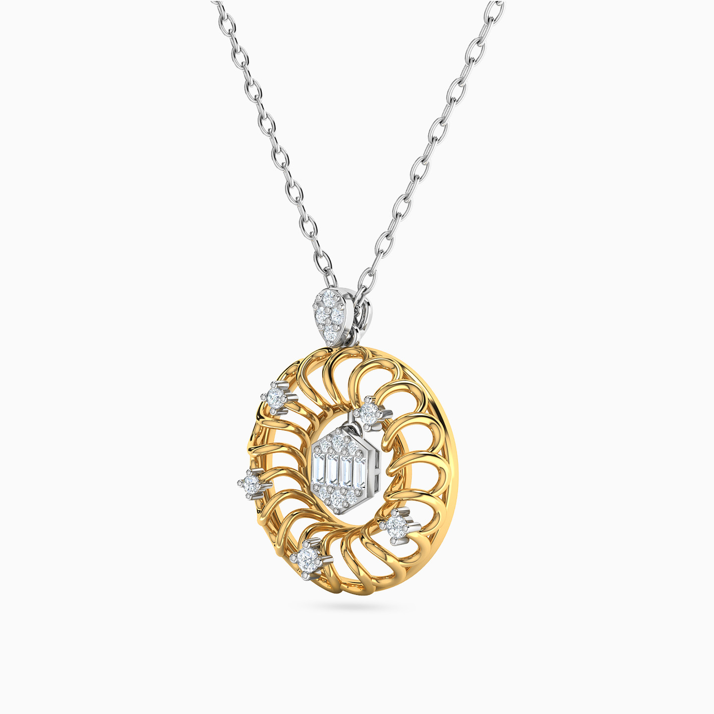 Circle Diamond Necklace in 18K Gold - 2 Circle Diamond Necklace in 18K Gold - 2