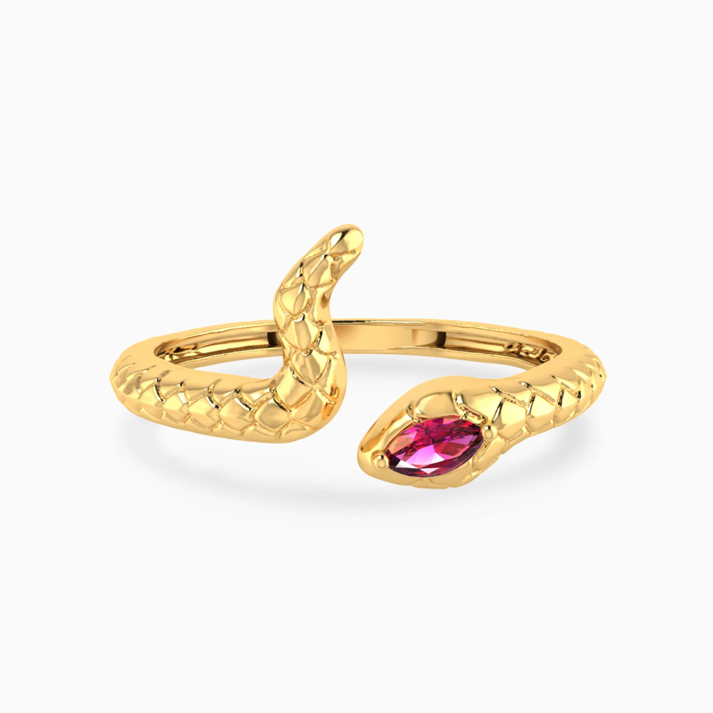 Serpent Pink Stone Open Ring in 14K Gold Serpent Pink Stone Open Ring in 14K Gold