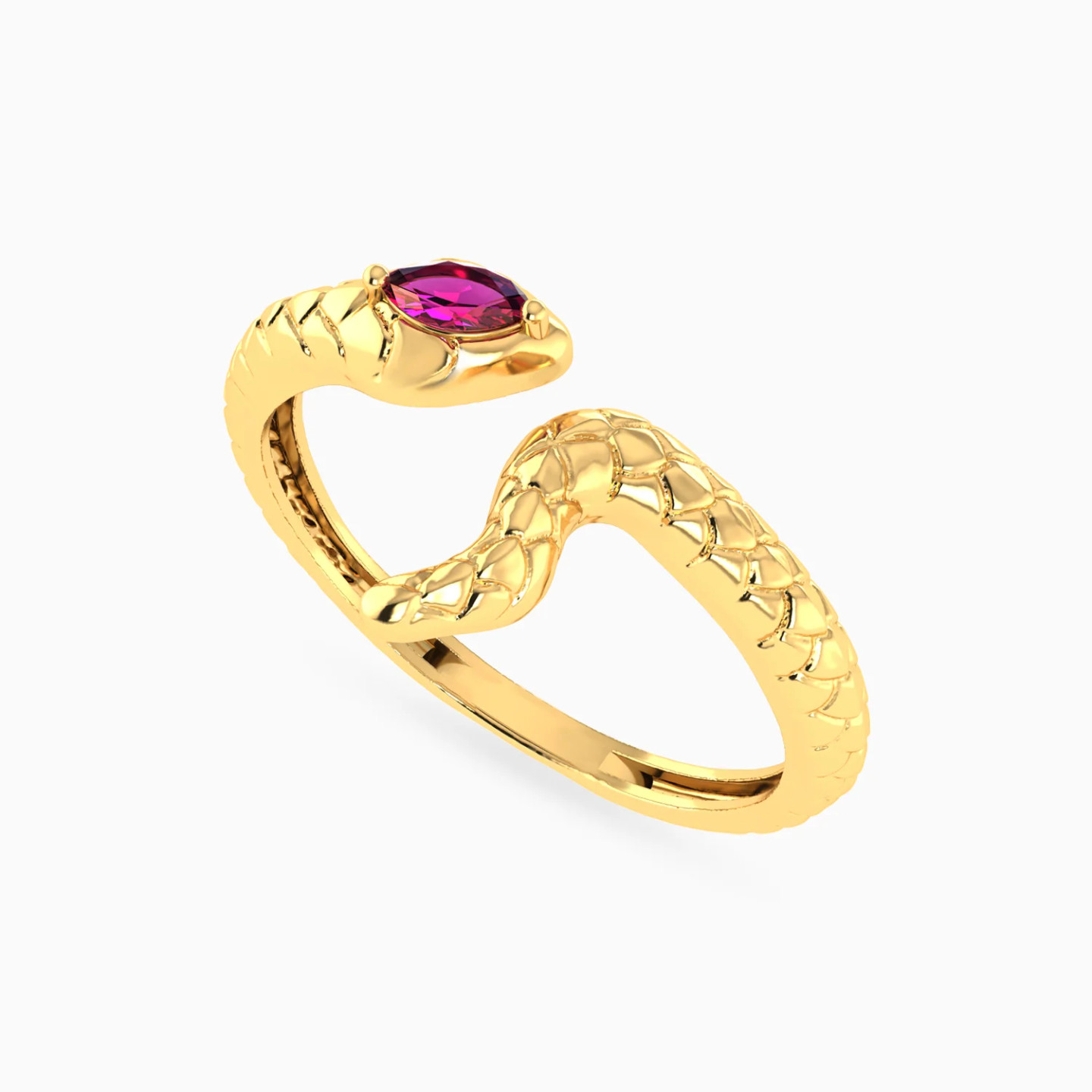 Serpent Pink Stone Open Ring in 14K Gold - 3 Serpent Pink Stone Open Ring in 14K Gold - 3