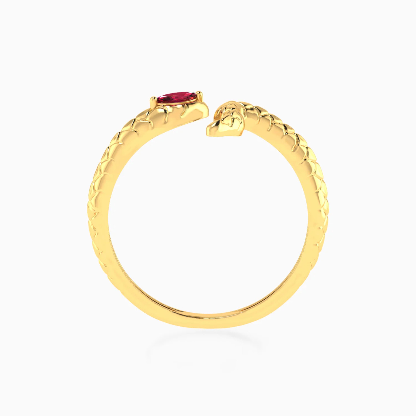 Serpent Pink Stone Open Ring in 14K Gold - 4 Serpent Pink Stone Open Ring in 14K Gold - 4