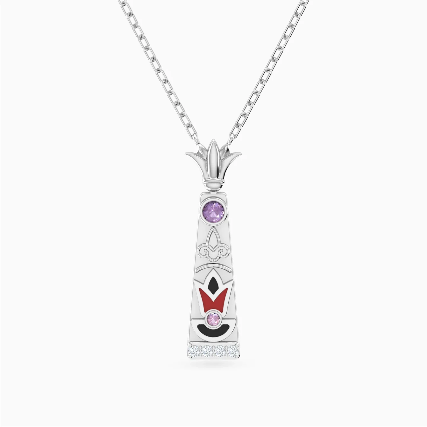 Egyptian Obelisk Colored Stones Necklace in Silver Egyptian Obelisk Colored Stones Necklace in Silver