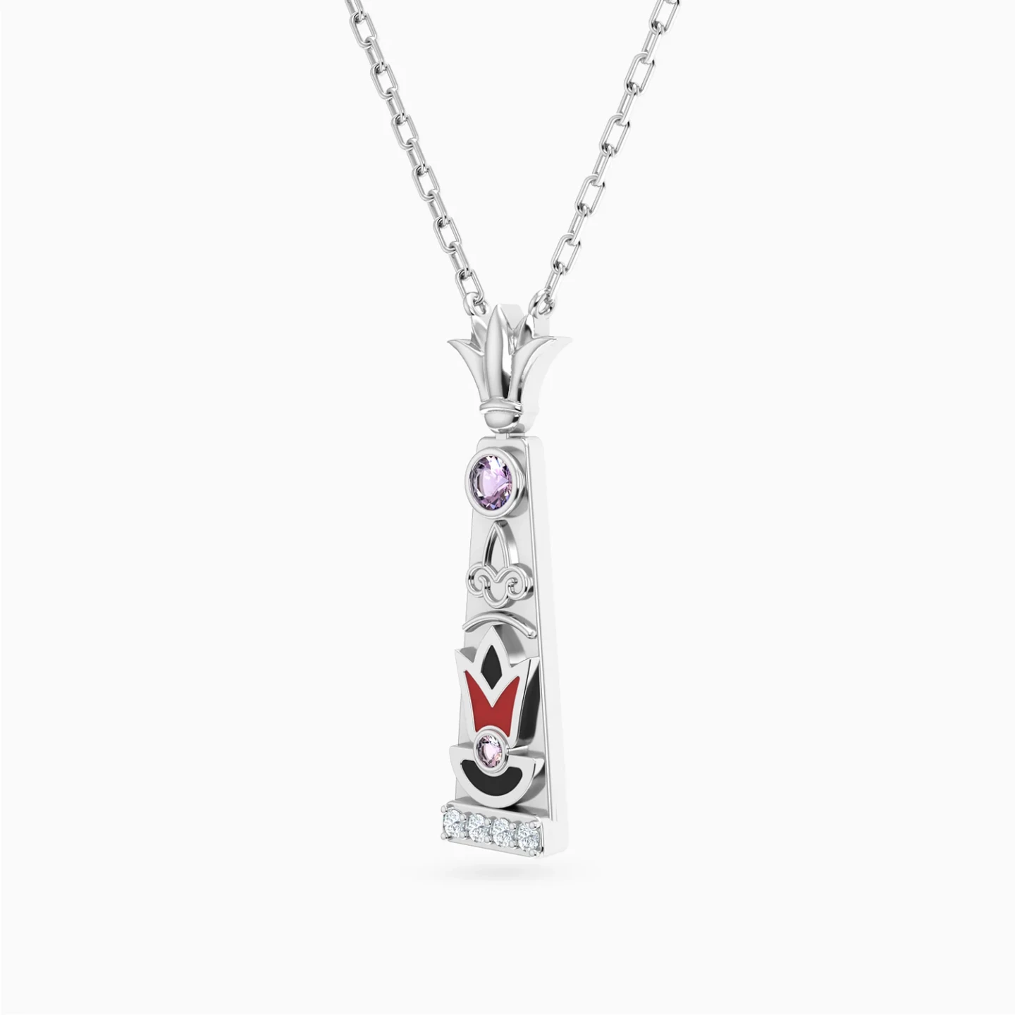 Egyptian Obelisk Colored Stones Necklace in Silver - 2 Egyptian Obelisk Colored Stones Necklace in Silver - 2