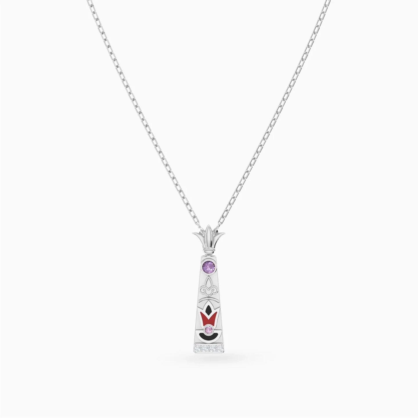 Egyptian Obelisk Colored Stones Necklace in Silver - 3 Egyptian Obelisk Colored Stones Necklace in Silver - 3