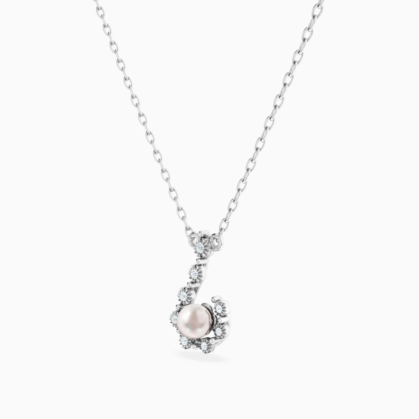 Celestial Silhouette Pearl & Diamond Necklace in 18K Gold - 2 Celestial Silhouette Pearl & Diamond Necklace in 18K Gold - 2
