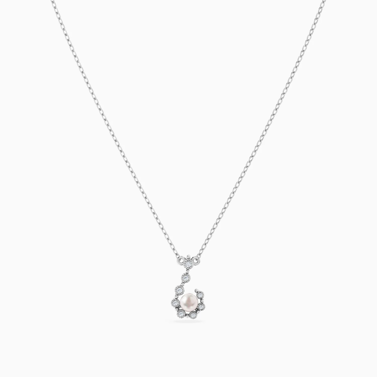Celestial Silhouette Pearl & Diamond Necklace in 18K Gold - 3 Celestial Silhouette Pearl & Diamond Necklace in 18K Gold - 3