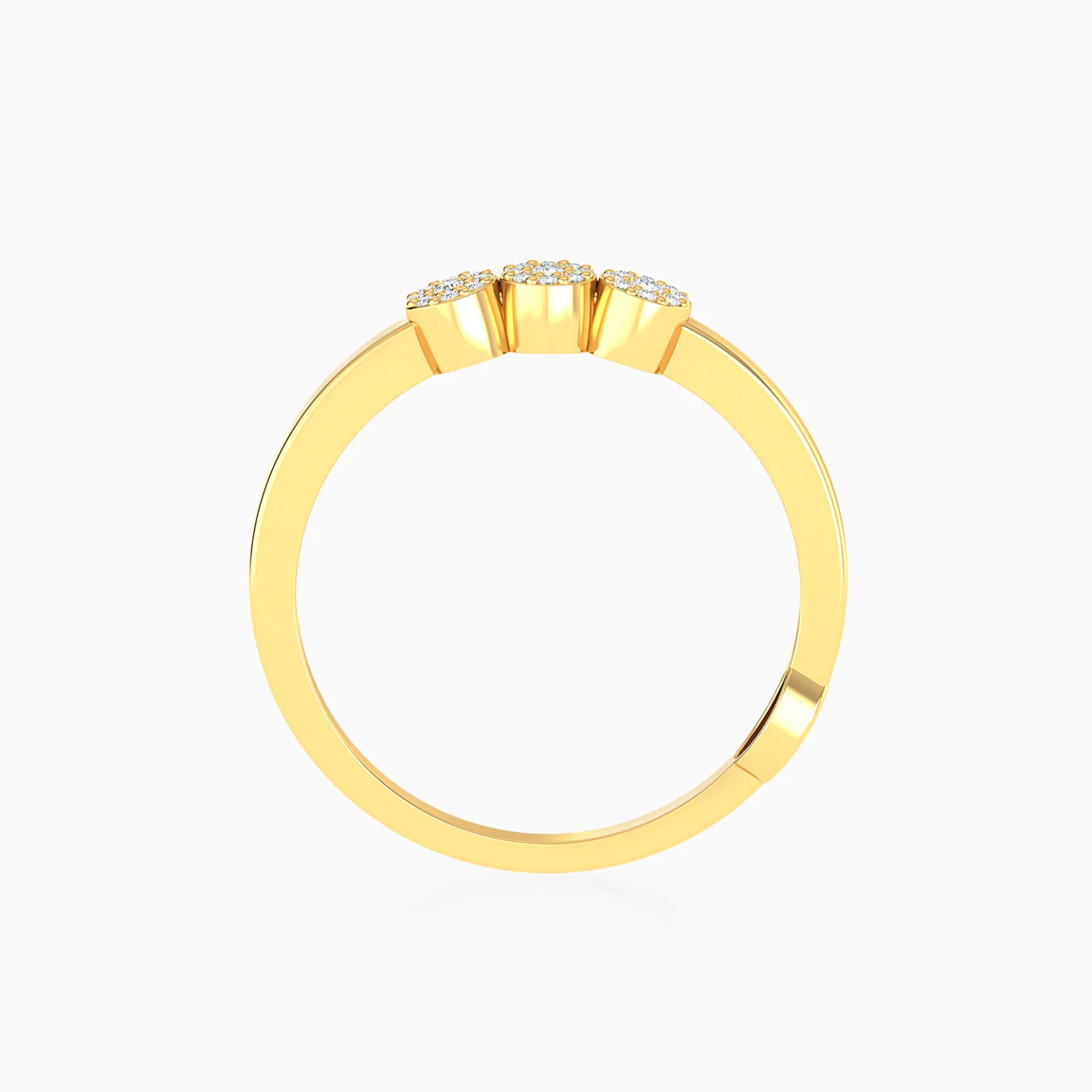 Three Round Cluster Diamond Ring in 14K Gold - 4 Three Round Cluster Diamond Ring in 14K Gold - 4