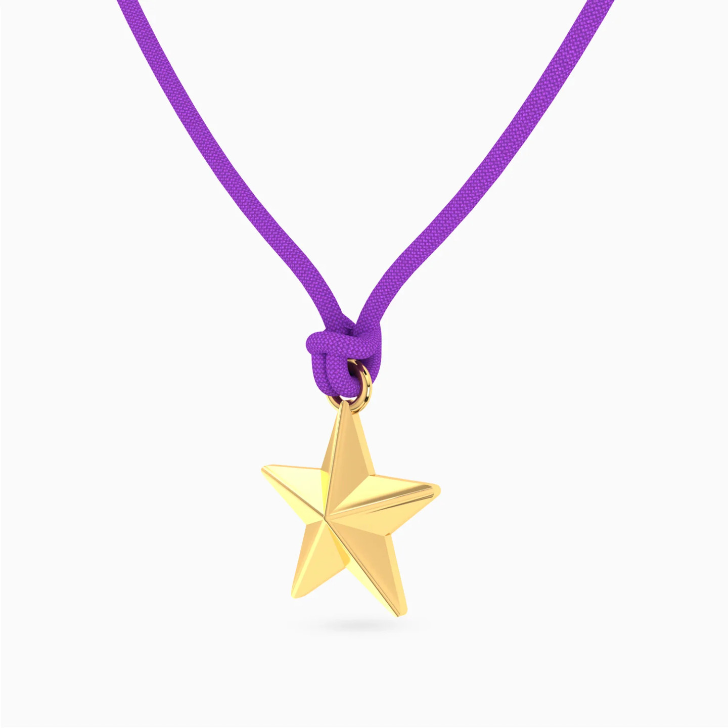Star Purple Cord Necklace in 14K Gold - 2 Star Purple Cord Necklace in 14K Gold - 2