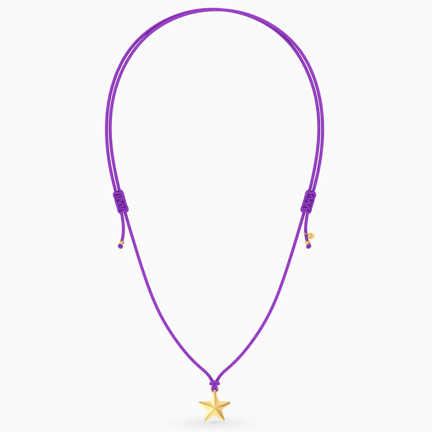 Star Purple Cord Necklace in 14K Gold - 3 Star Purple Cord Necklace in 14K Gold - 3