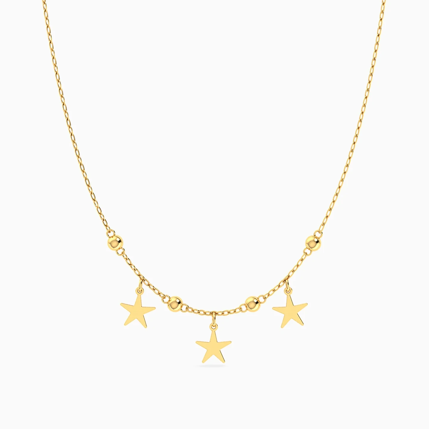 Beads & Stars Necklace in 14K Gold - 3 Beads & Stars Necklace in 14K Gold - 3
