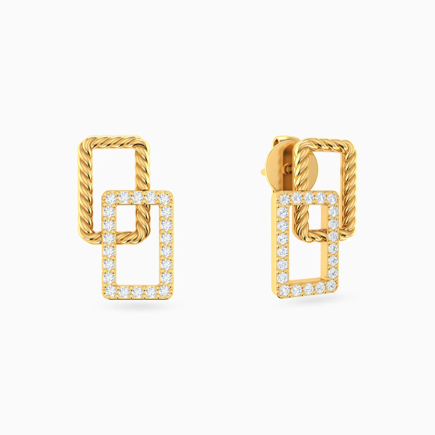 Intertwined Rectangular Frames Diamond Stud Earrings in 14K Gold Intertwined Rectangular Frames Diamond Stud Earrings in 14K Gold