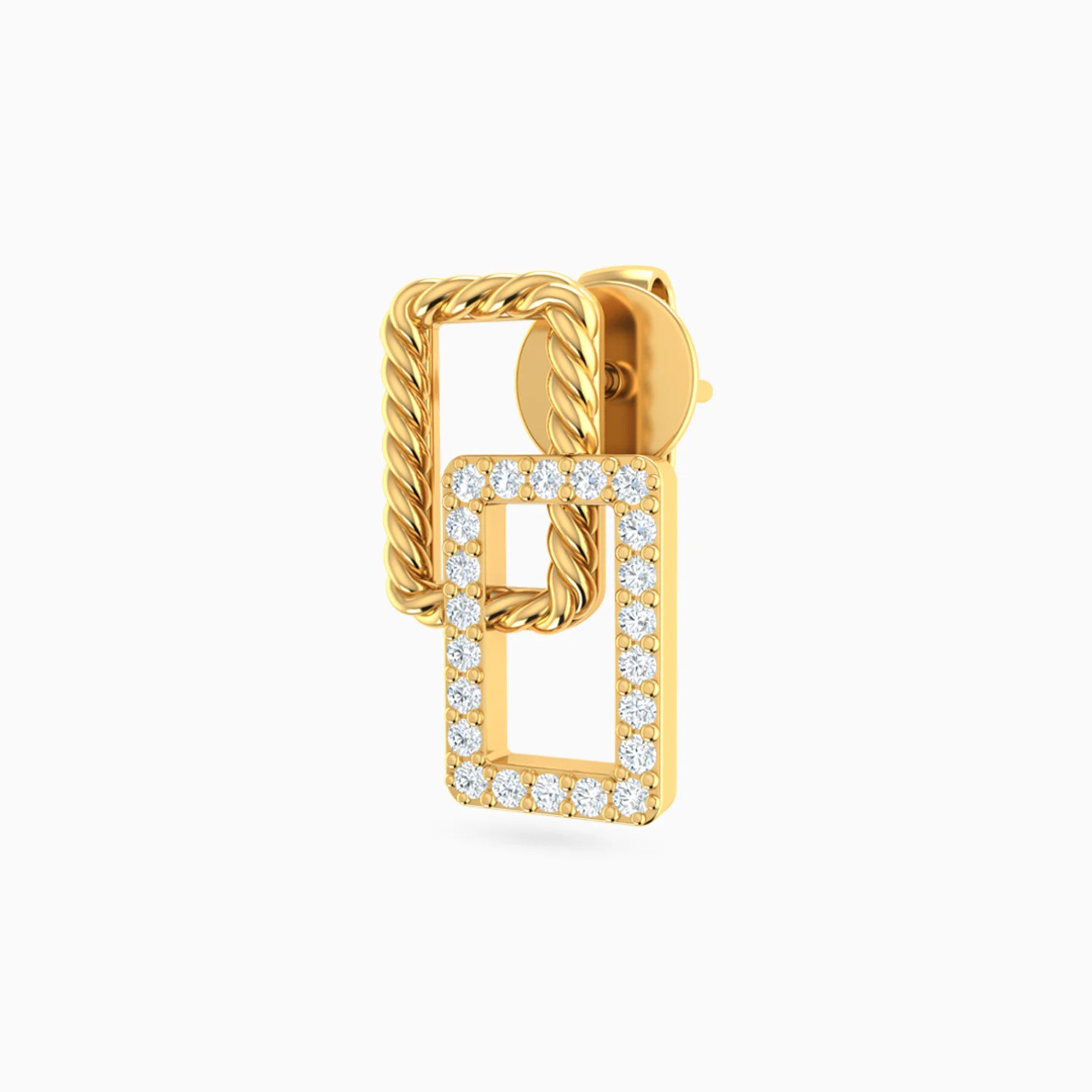 Intertwined Rectangular Frames Diamond Stud Earrings in 14K Gold - 4 Intertwined Rectangular Frames Diamond Stud Earrings in 14K Gold - 4