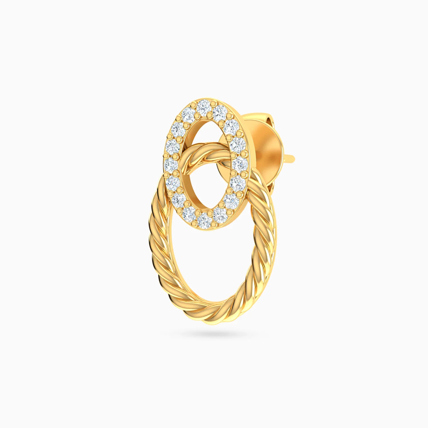 Intertwined Circular Frames Diamond Stud Earrings in 14K Gold - 4 Intertwined Circular Frames Diamond Stud Earrings in 14K Gold - 4
