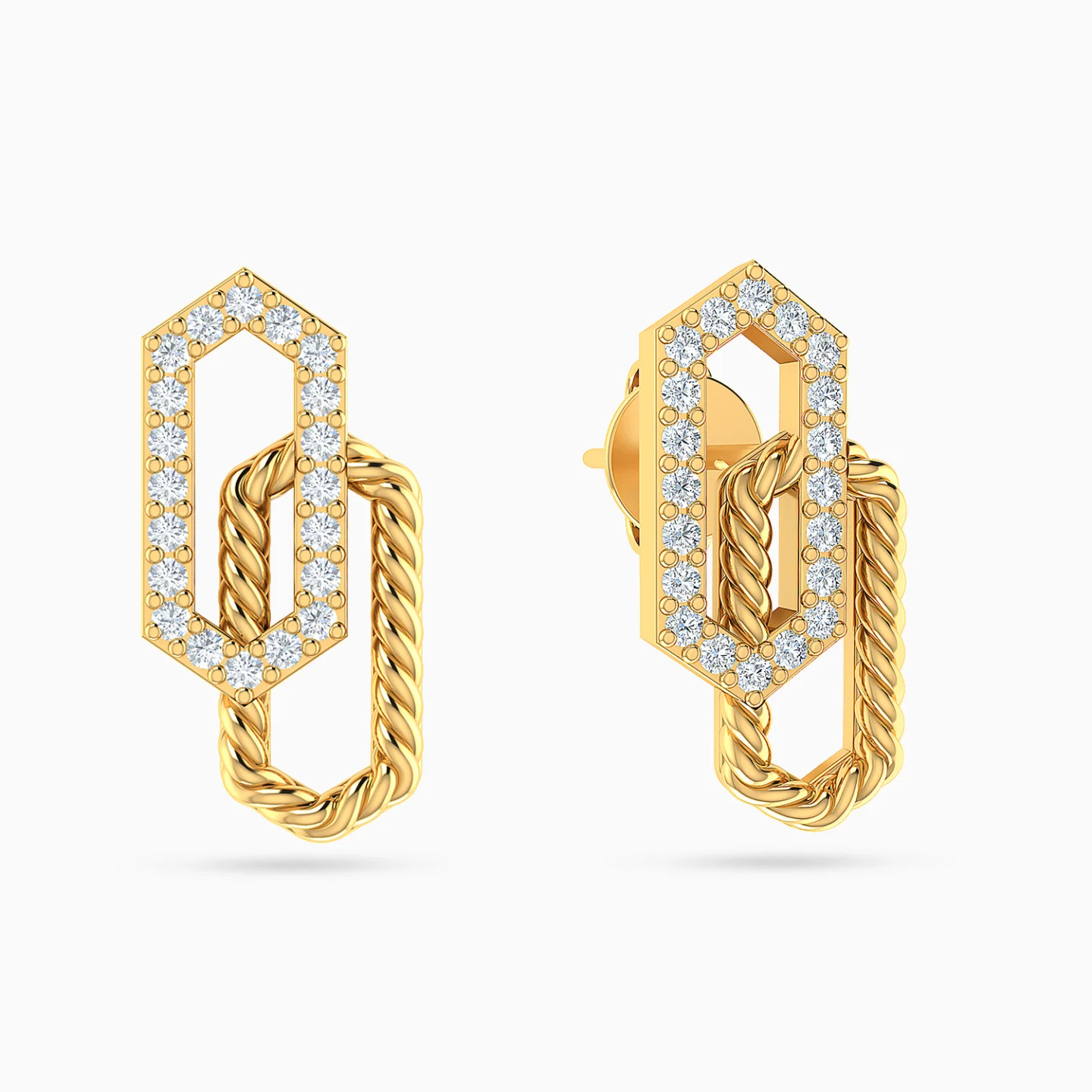 Intertwined Hexagon Frames Diamond Stud Earrings in 14K Gold Intertwined Hexagon Frames Diamond Stud Earrings in 14K Gold