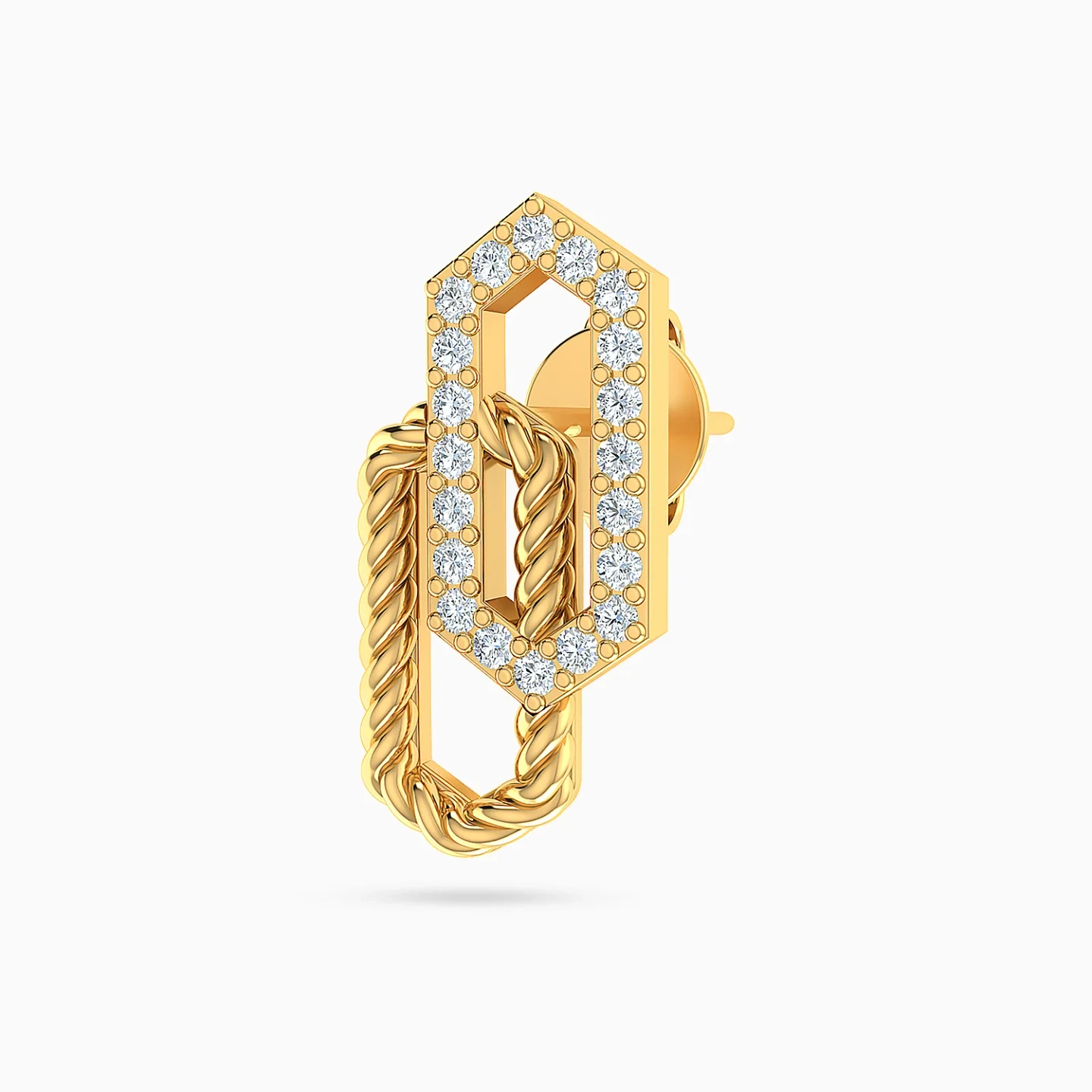 Intertwined Hexagon Frames Diamond Stud Earrings in 14K Gold - 4 Intertwined Hexagon Frames Diamond Stud Earrings in 14K Gold - 4