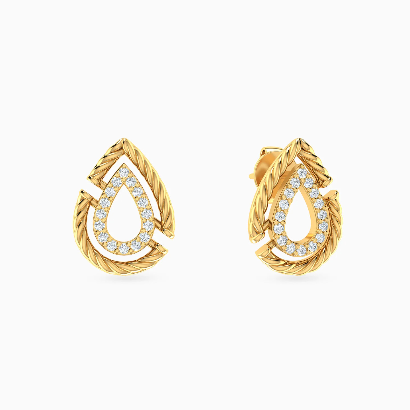 Intertwined Teardrop Frames Diamond Stud Earrings in 14K Gold Intertwined Teardrop Frames Diamond Stud Earrings in 14K Gold