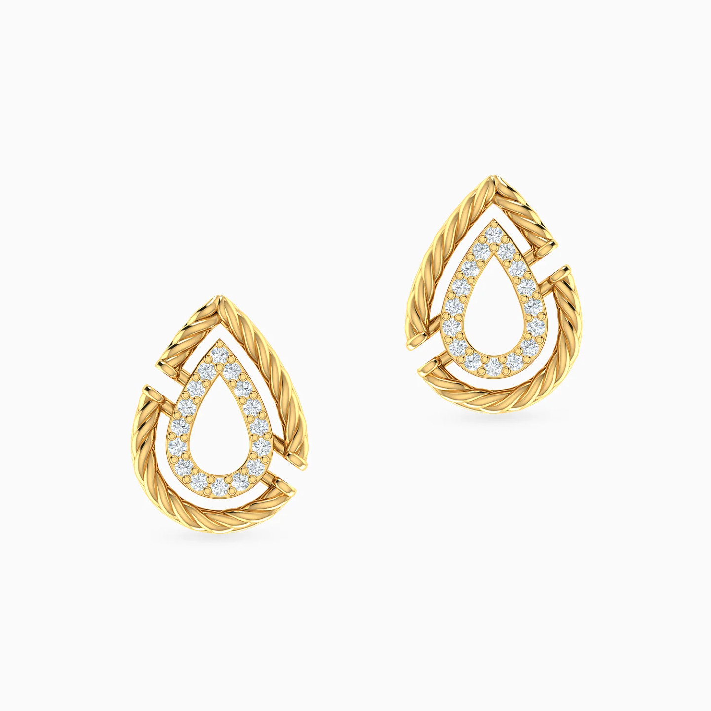 Intertwined Teardrop Frames Diamond Stud Earrings in 14K Gold - 3 Intertwined Teardrop Frames Diamond Stud Earrings in 14K Gold - 3
