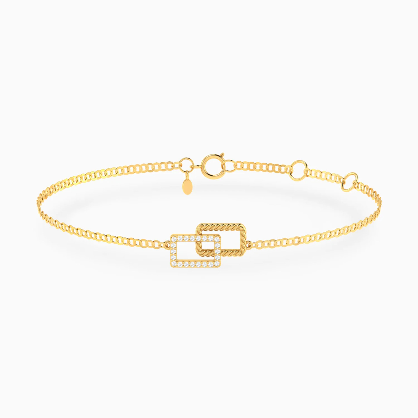 Intertwined Rectangular Frames Diamond Chain Bracelet in 14K Gold Intertwined Rectangular Frames Diamond Chain Bracelet in 14K Gold