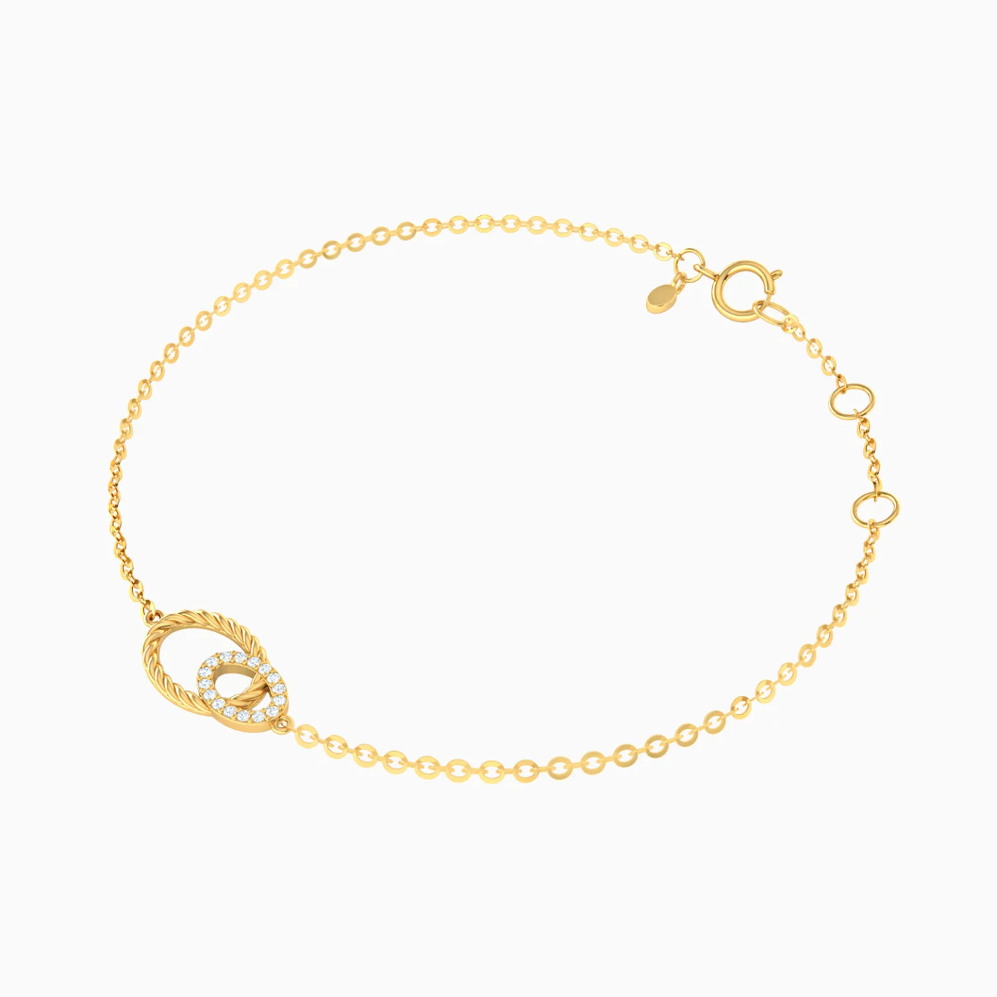Intertwined Circular Frames Diamond Chain Bracelet in 14K Gold - 3 Intertwined Circular Frames Diamond Chain Bracelet in 14K Gold - 3