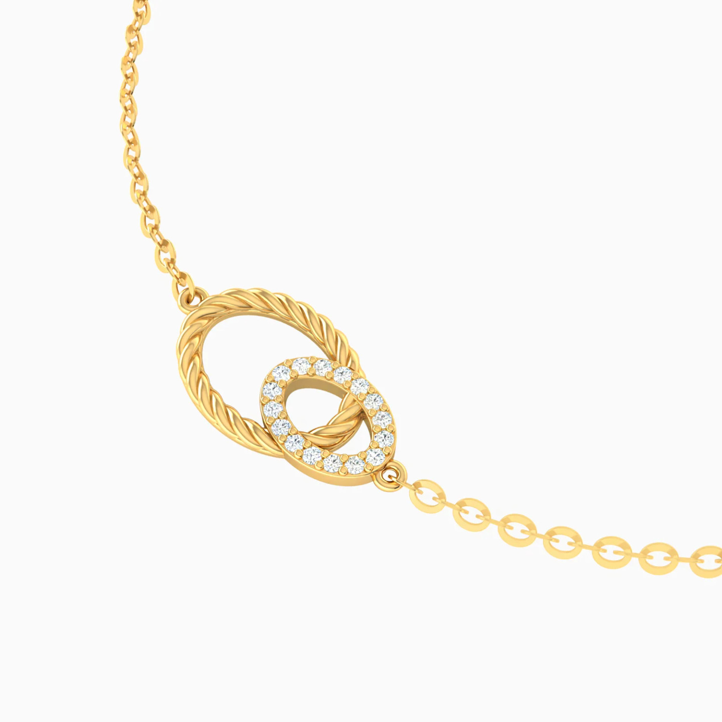 Intertwined Circular Frames Diamond Chain Bracelet in 14K Gold - 4 Intertwined Circular Frames Diamond Chain Bracelet in 14K Gold - 4