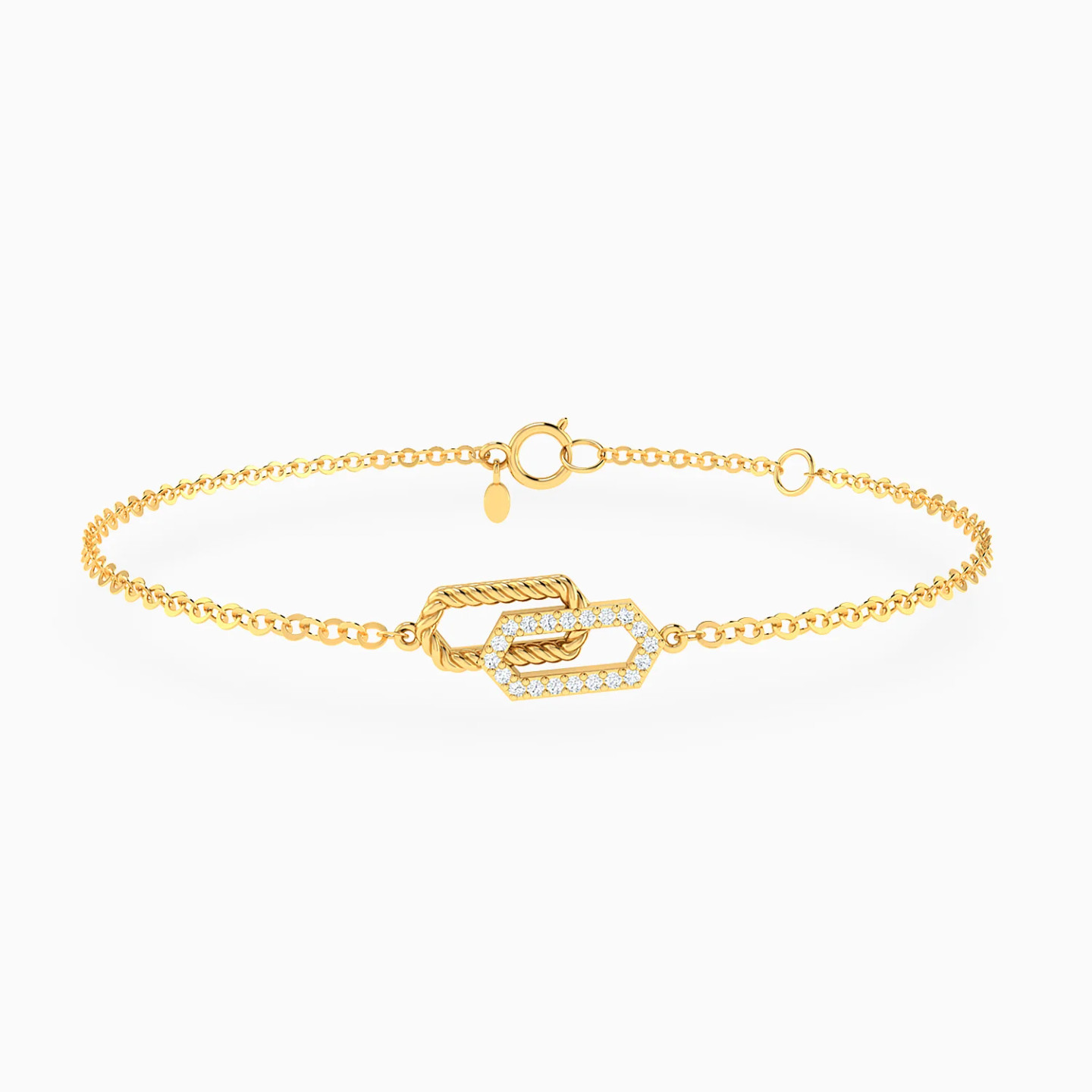 Intertwined Hexagon Frames Diamond Chain Bracelet in 14K Gold Intertwined Hexagon Frames Diamond Chain Bracelet in 14K Gold