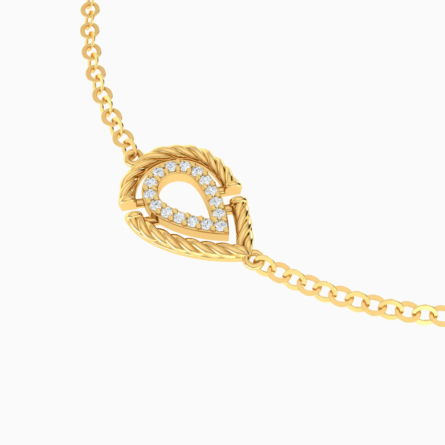 Intertwined Teardrop Frames Diamond Chain Bracelet in 14K Gold - 4 Intertwined Teardrop Frames Diamond Chain Bracelet in 14K Gold - 4