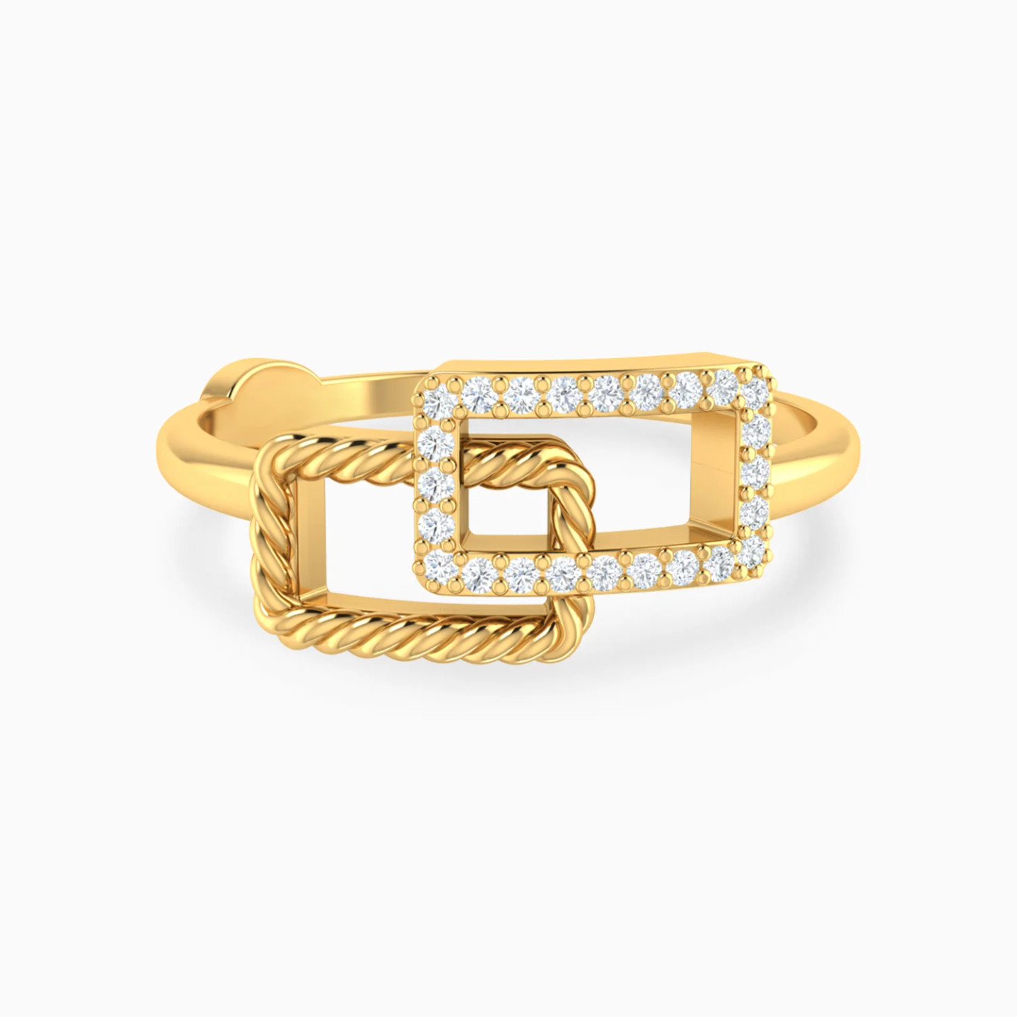 Intertwined Rectangular Frames Diamond Ring in 14K Gold Intertwined Rectangular Frames Diamond Ring in 14K Gold