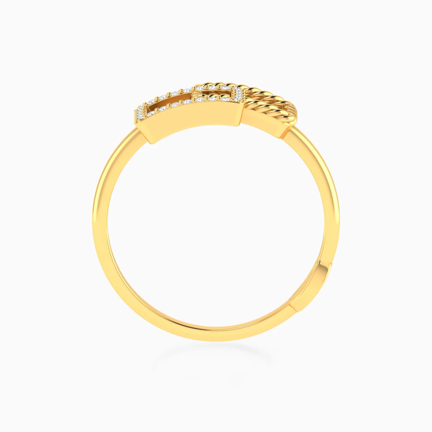 Intertwined Rectangular Frames Diamond Ring in 14K Gold - 4 Intertwined Rectangular Frames Diamond Ring in 14K Gold - 4