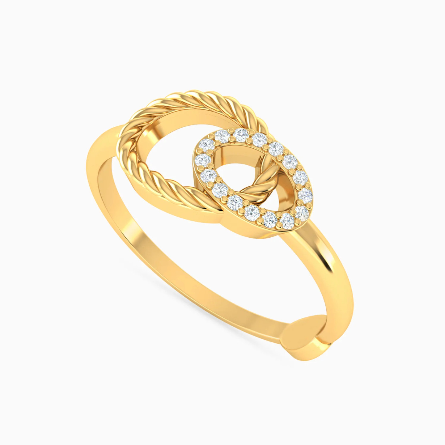 Intertwined Circular Frames Diamond Ring in 14K Gold - 3 Intertwined Circular Frames Diamond Ring in 14K Gold - 3