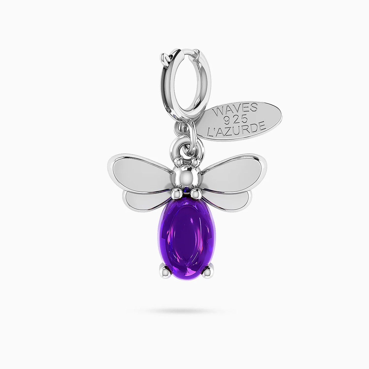 Bee Purple Stone Charm in Silver Bee Purple Stone Charm in Silver