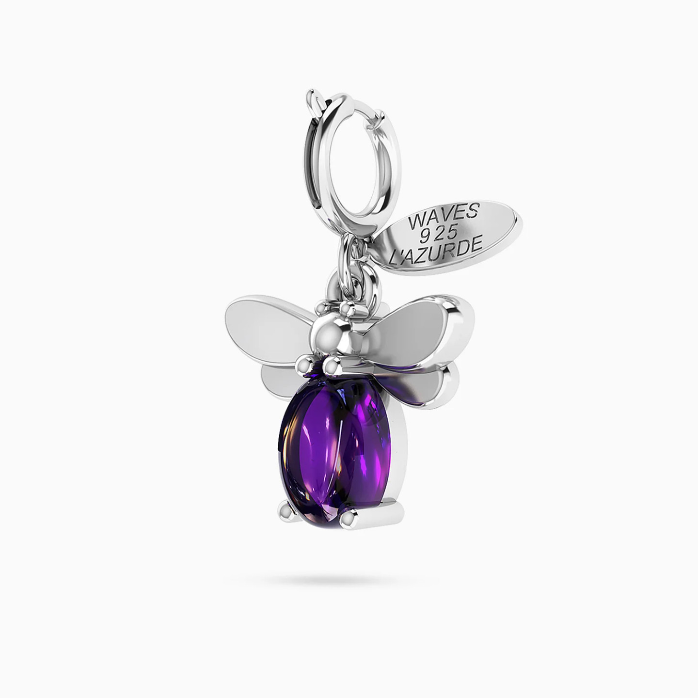 Bee Purple Stone Charm in Silver - 2 Bee Purple Stone Charm in Silver - 2