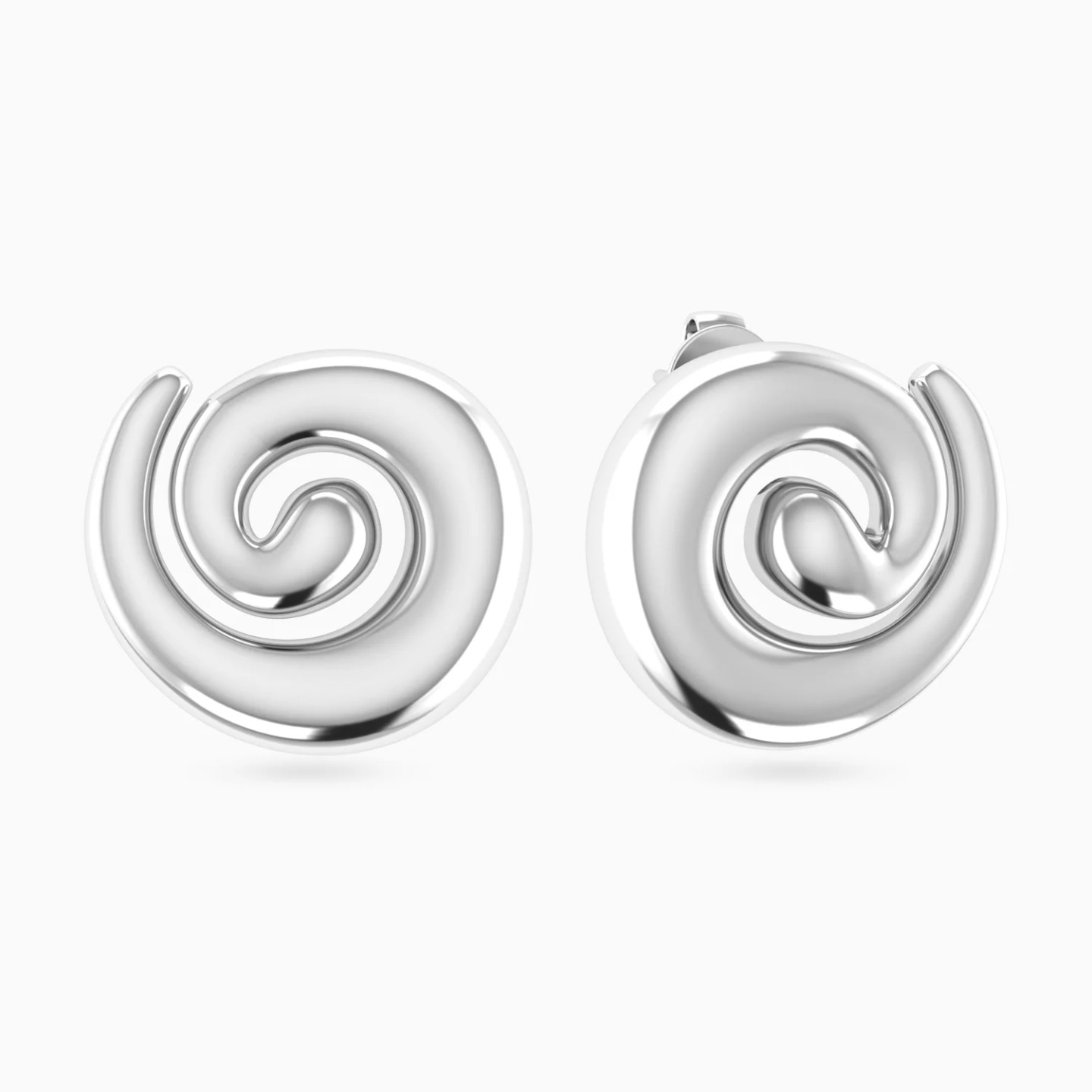 Spiral Motif Stud Earrings in Silver Spiral Motif Stud Earrings in Silver