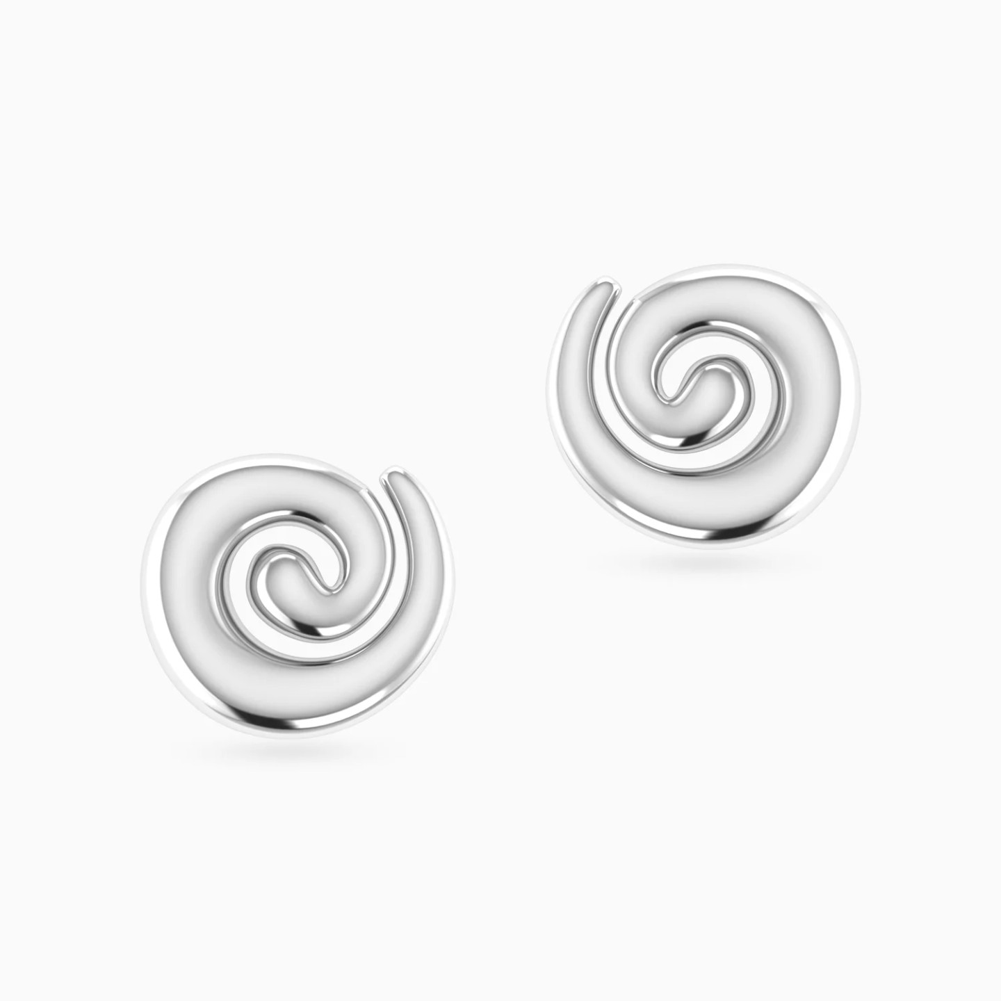 Spiral Motif Stud Earrings in Silver - 3 Spiral Motif Stud Earrings in Silver - 3