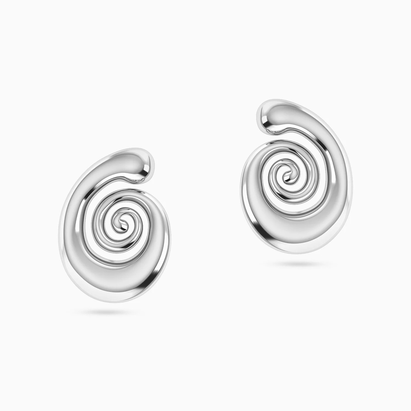 Spiral Motif Stud Earrings in Silver - 3 Spiral Motif Stud Earrings in Silver - 3