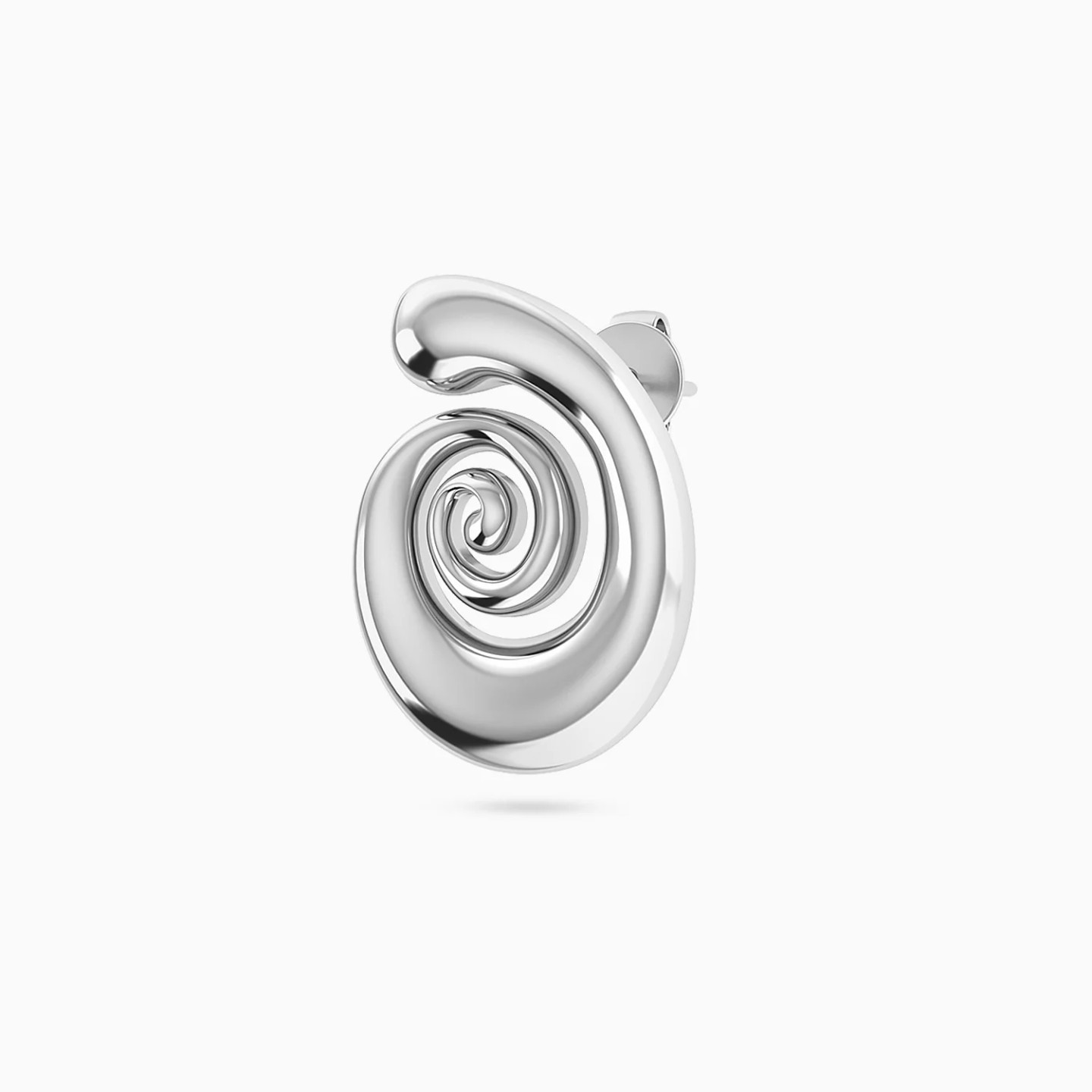 Spiral Motif Stud Earrings in Silver - 4 Spiral Motif Stud Earrings in Silver - 4