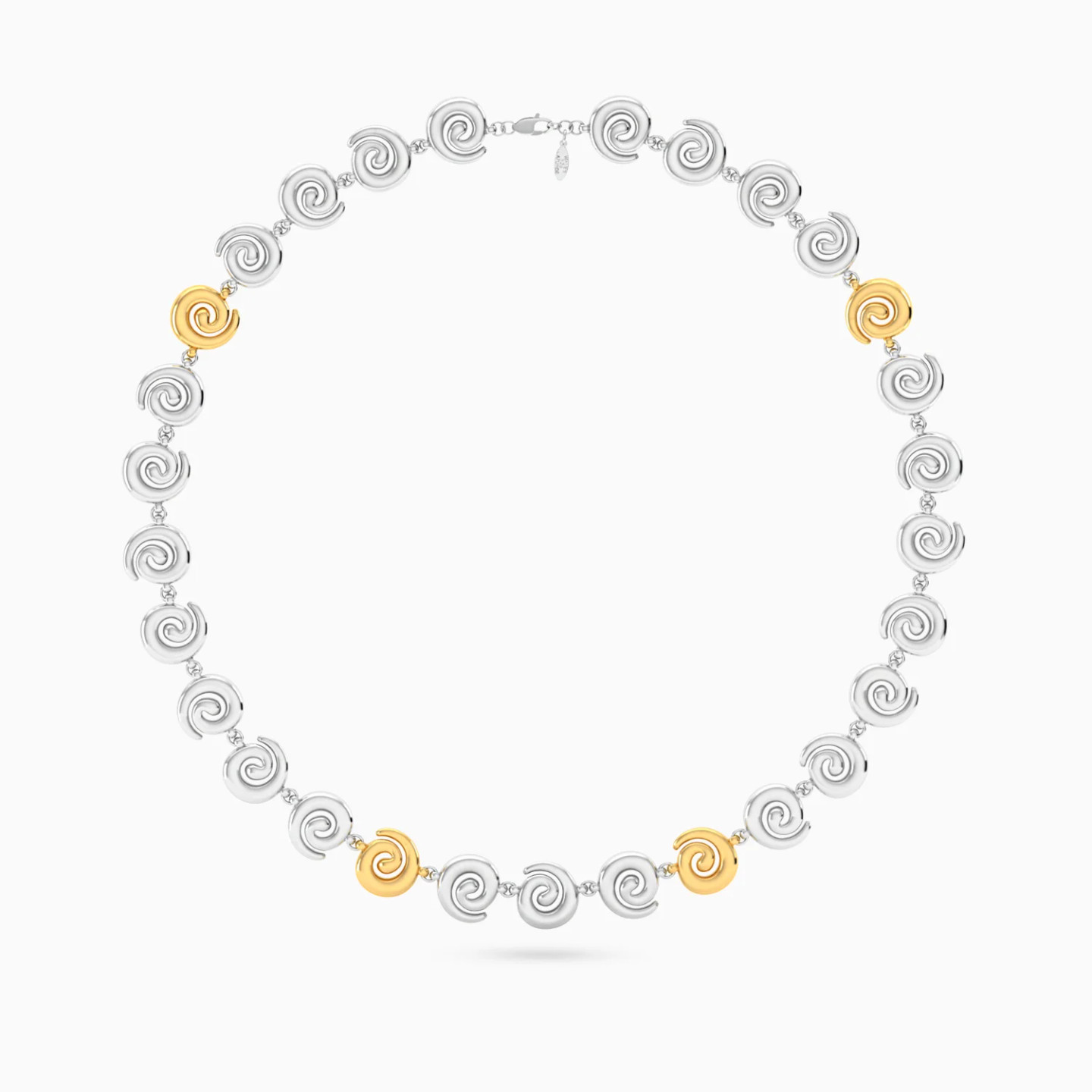 Spiral Motifs Choker Necklace in Silver - 3 Spiral Motifs Choker Necklace in Silver - 3