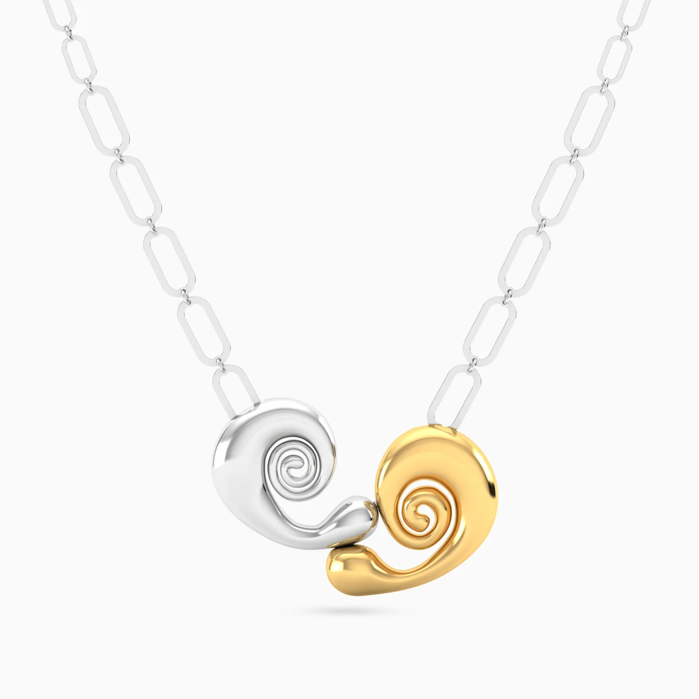 Two Spiral Motifs & Oval Links Necklace in Silver Two Spiral Motifs & Oval Links Necklace in Silver