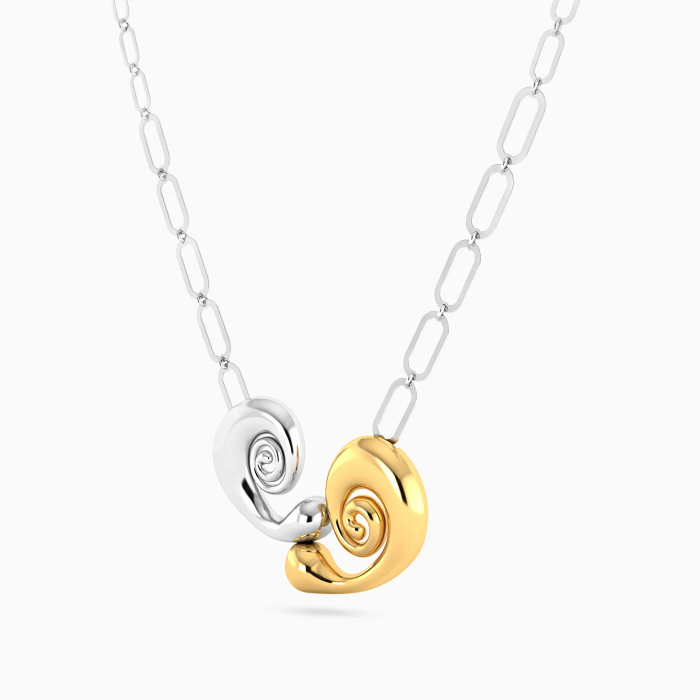 Two Spiral Motifs & Oval Links Necklace in Silver - 2 Two Spiral Motifs & Oval Links Necklace in Silver - 2