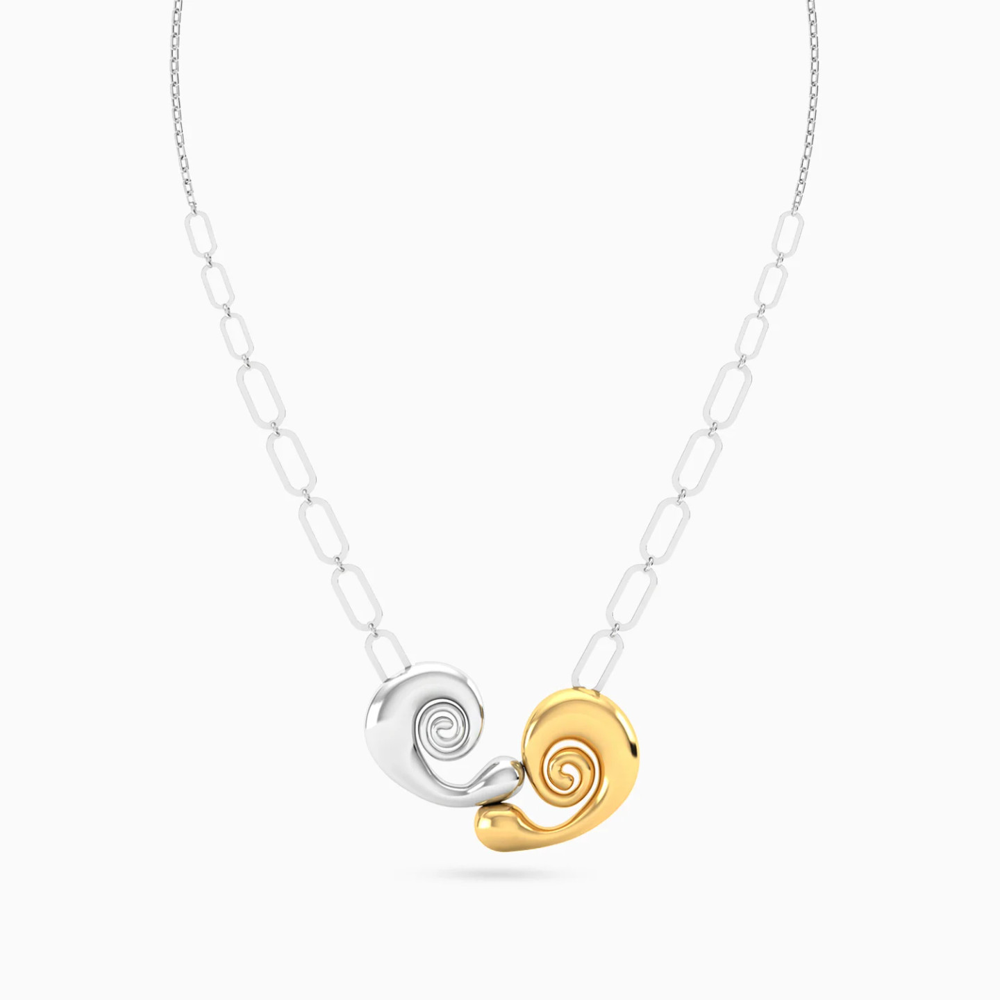 Two Spiral Motifs & Oval Links Necklace in Silver - 3 Two Spiral Motifs & Oval Links Necklace in Silver - 3