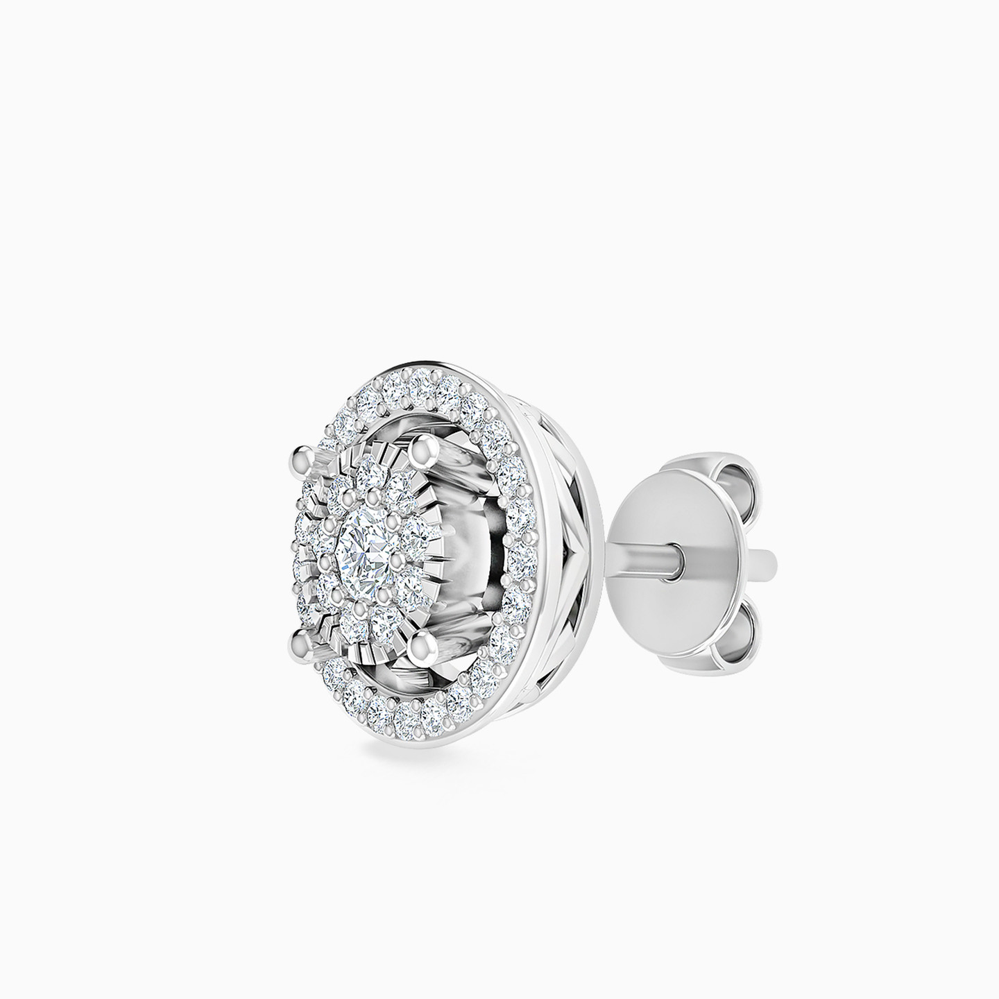 18K Gold Diamond Stud Earrings - 3