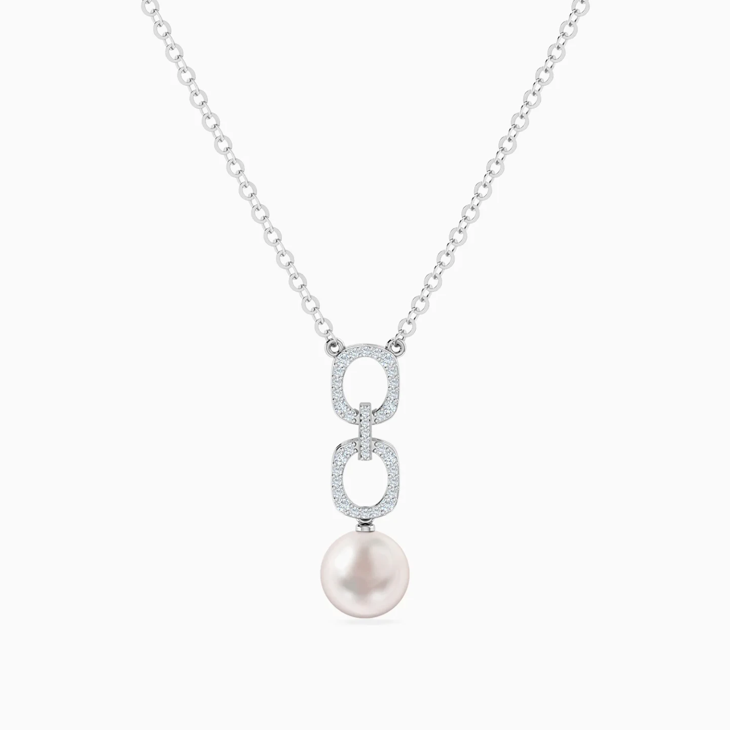 Circular Links Pearl & Diamond Necklace in 18K Gold Circular Links Pearl & Diamond Necklace in 18K Gold