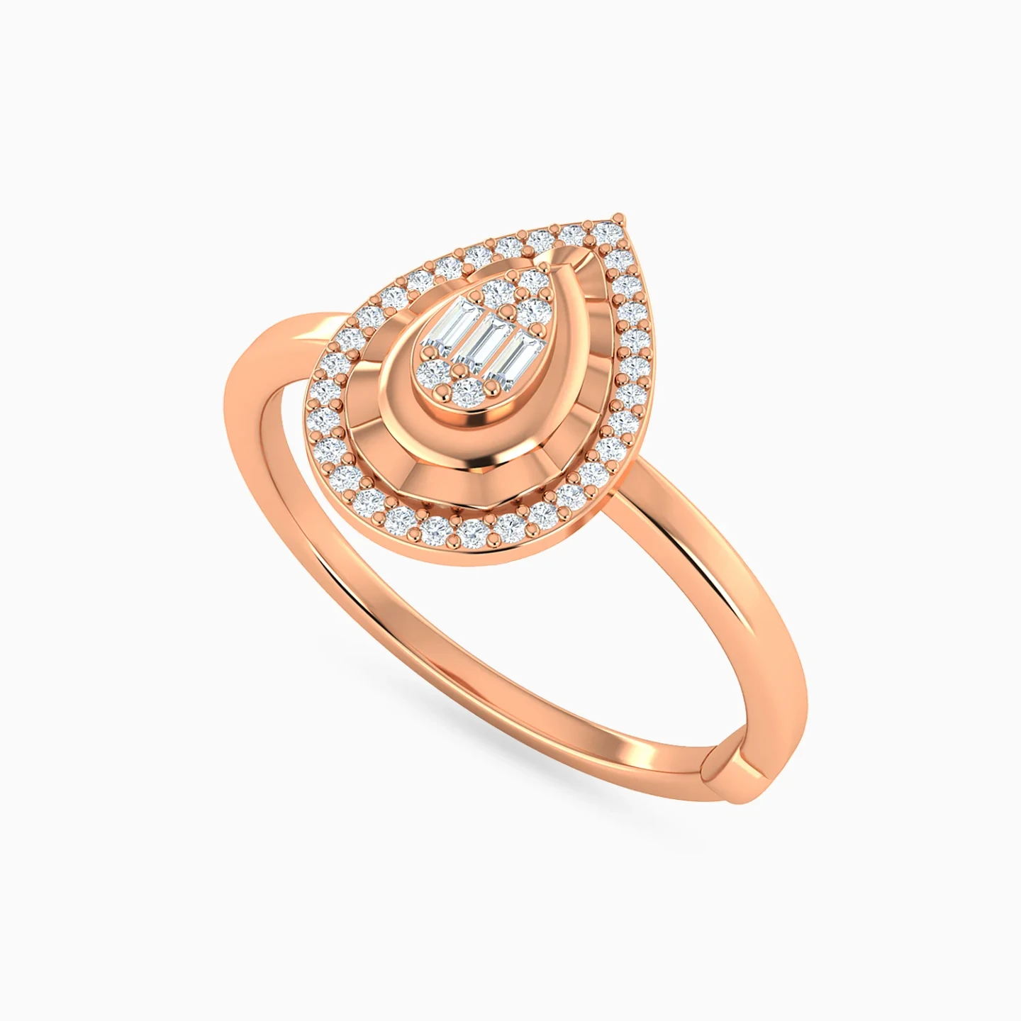 Sculpted Teardrop Diamond Ring in 18K Gold - 3 Sculpted Teardrop Diamond Ring in 18K Gold - 3
