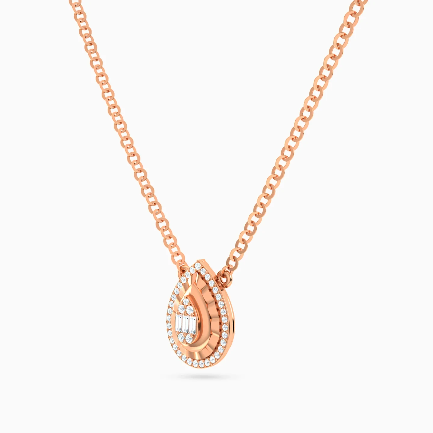Sculpted Teardrop Diamond Necklace in 18K Gold - 2 Sculpted Teardrop Diamond Necklace in 18K Gold - 2