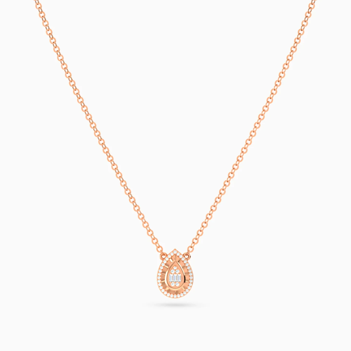 Sculpted Teardrop Diamond Necklace in 18K Gold - 3 Sculpted Teardrop Diamond Necklace in 18K Gold - 3