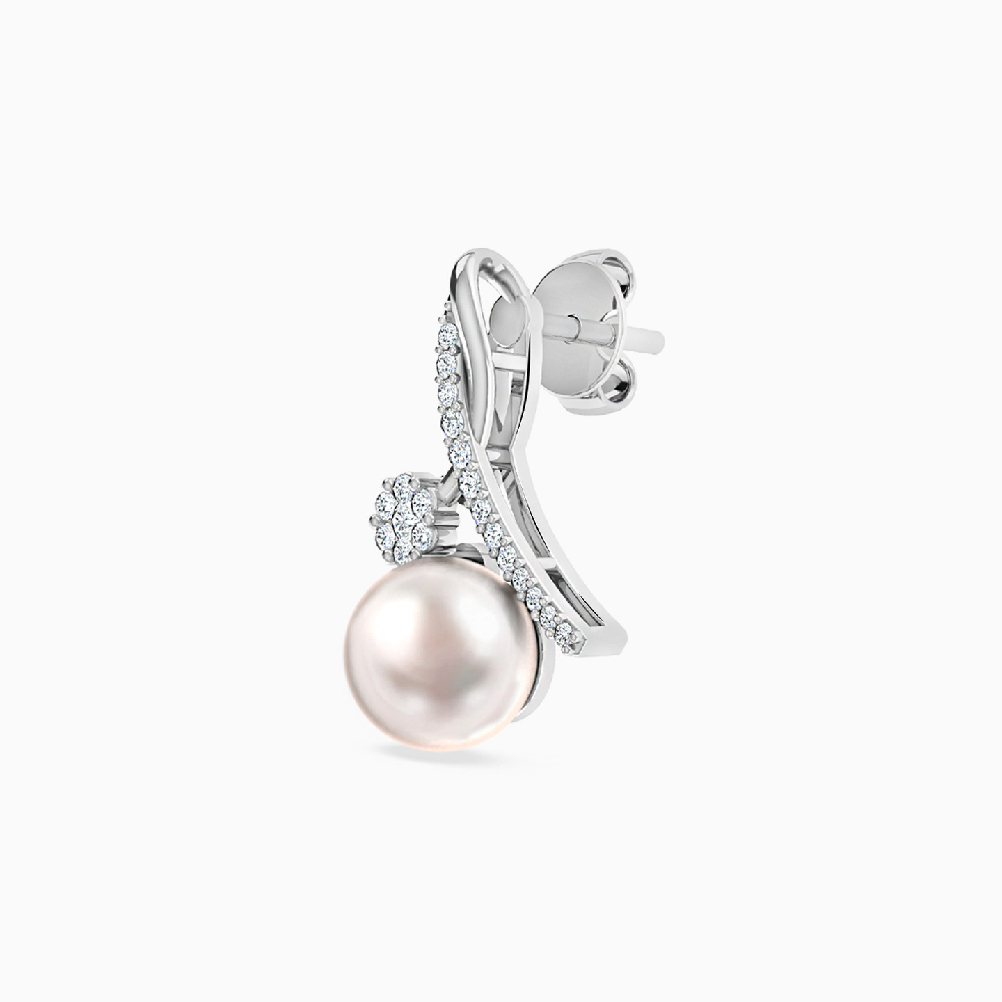18K Gold Diamond & Pearls Drop Earrings - 3