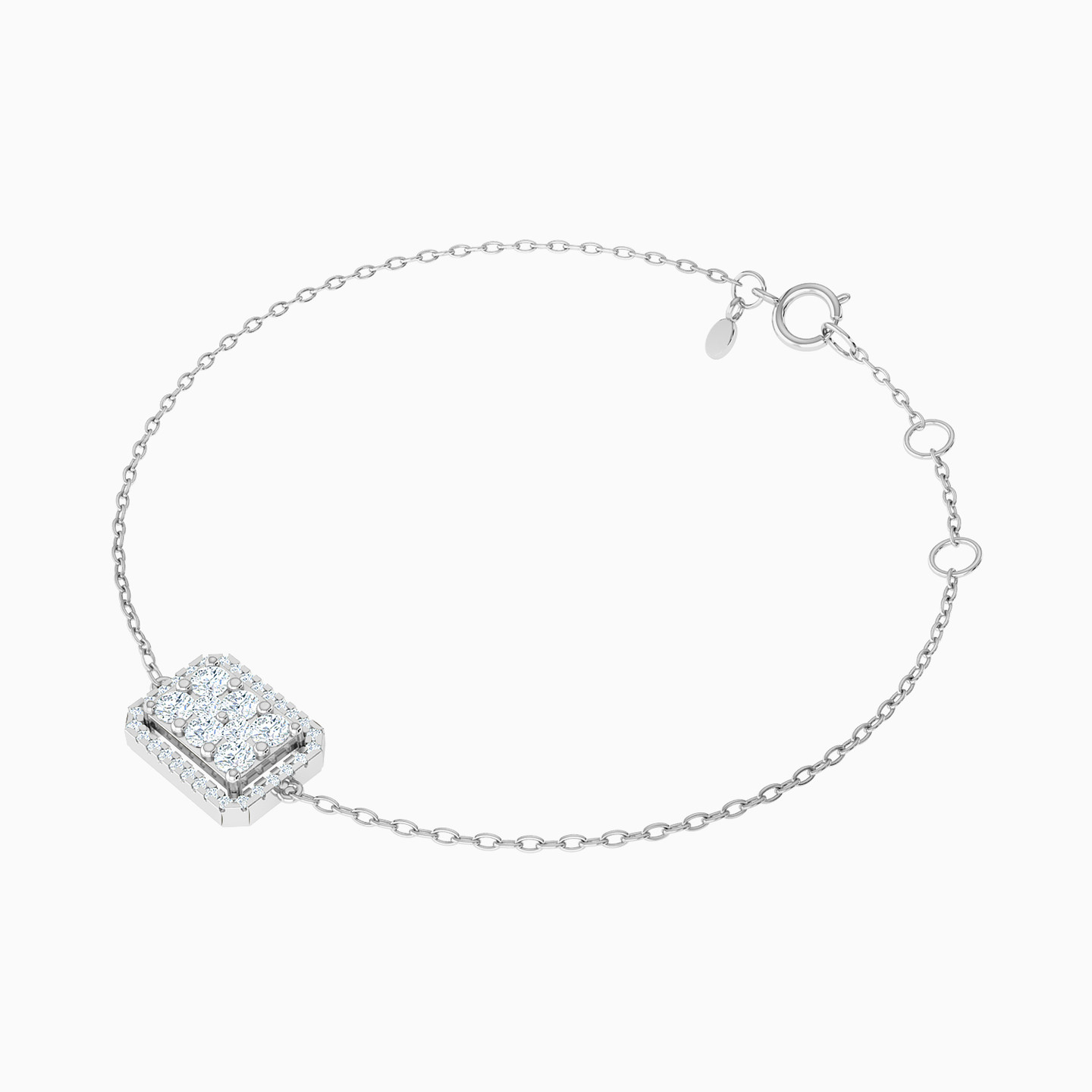 Rectangle Diamond Chain Bracelet in 18K Gold - 2 Rectangle Diamond Chain Bracelet in 18K Gold - 2