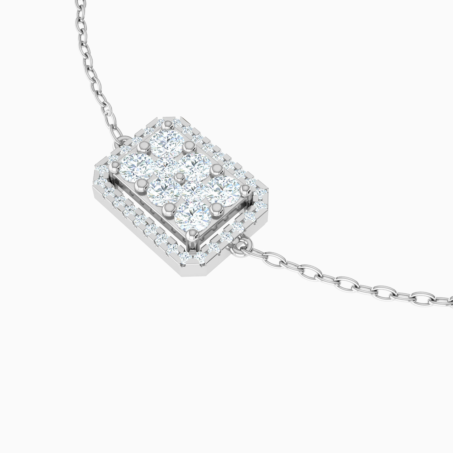 Rectangle Diamond Chain Bracelet in 18K Gold - 3 Rectangle Diamond Chain Bracelet in 18K Gold - 3
